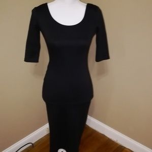 Alloy.com Black Midi Long Sleeve Cotton Dress